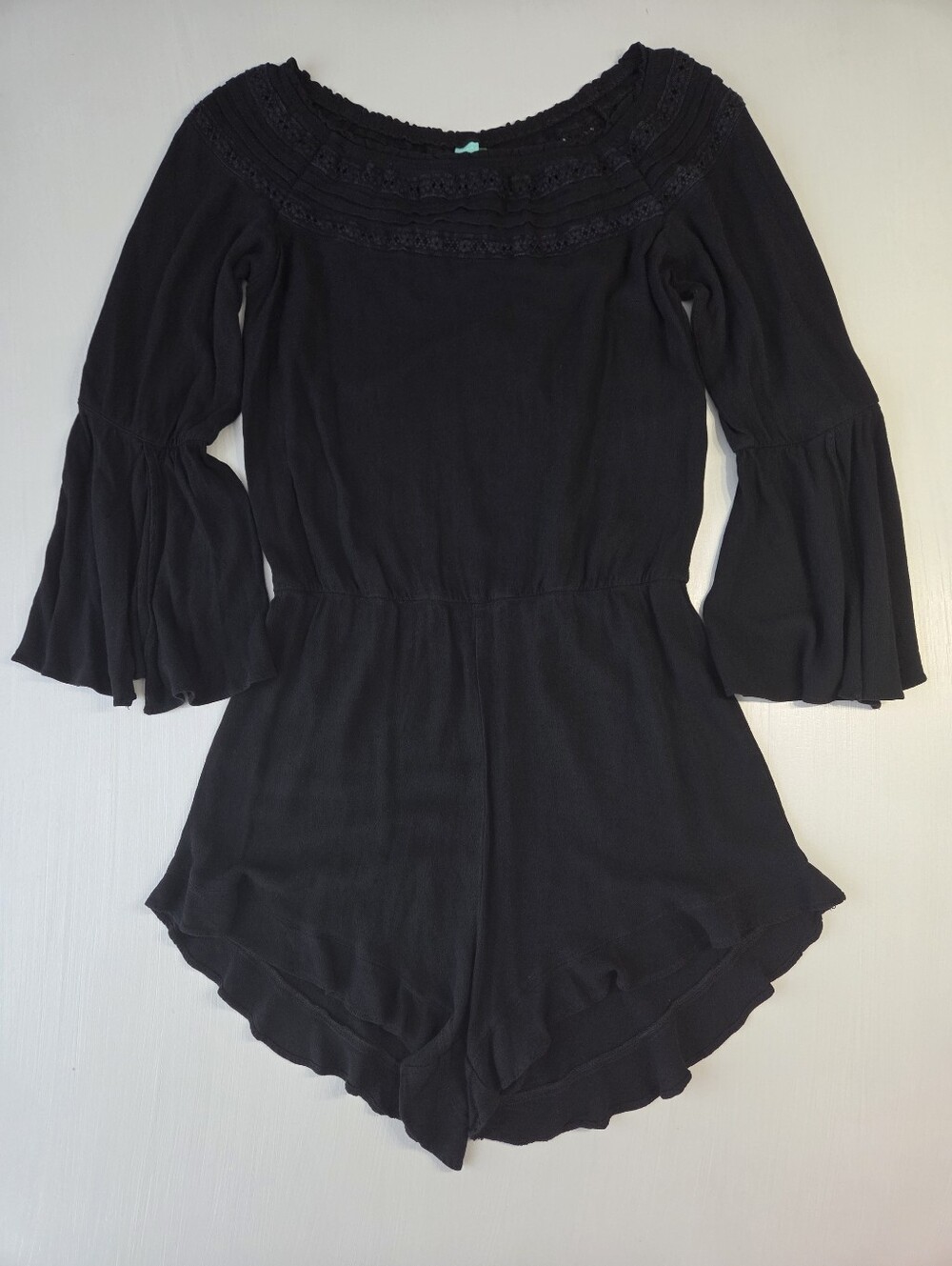 FARM Rio Black Off-Shoulder Romper